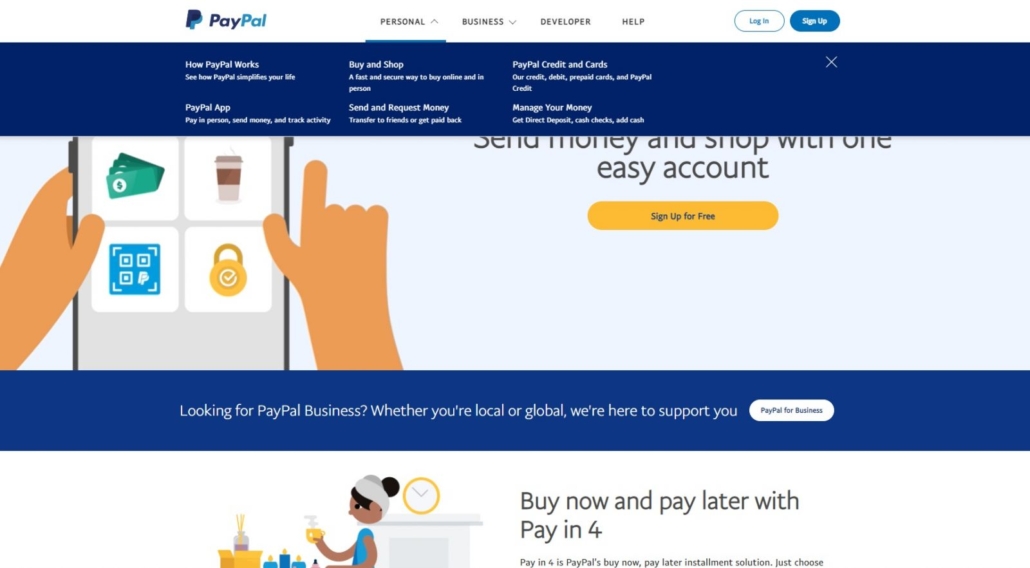 PayPal Home Page Design