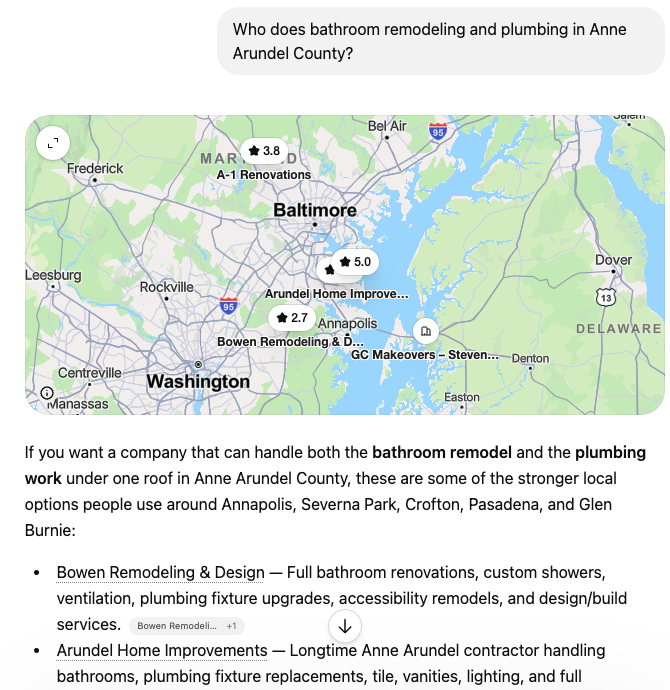 Who does bathroom remodeling and plumbing in Anne Arundel County?